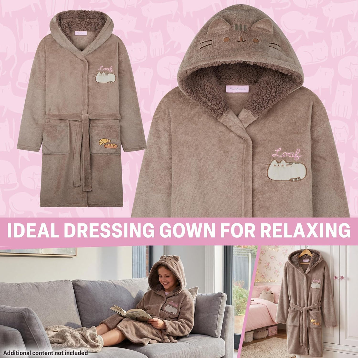 Get Trend Robe with Hood, Belt for Girls, Teens, 7–14 years, Cozy Fleece Dressing Gown, Cute Fluffy Bathrobe, Gifts for Girls