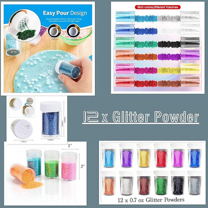 LFSUM Cup Turner for Crafts Tumbler,Tumbler Cup Spinner,Glitter Powder,Epoxy Resin kit for Tumblers for Beginners with Epoxy and Heat (2X-Cup-Silver)