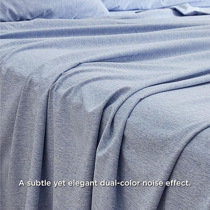 Bedsure Queen Sheet Set - 4 Pieces, Soft  Cooling Queen Sheets, Luxury Cationic Dyed, Deep Pockets  Easy-Fit, Breathable  Wrinkle Free, Blue