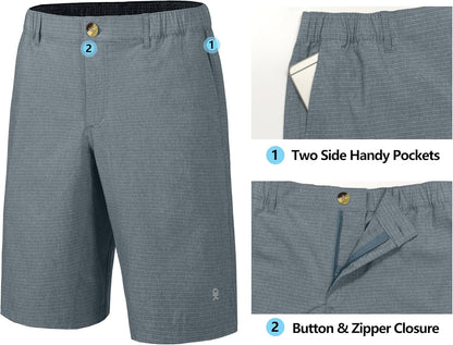 Little Donkey Andy 12 Inch Inseam Golf Shorts for Men Bermuda Quick Dry Elastic Waist Shorts for Hiking Travel Casual
