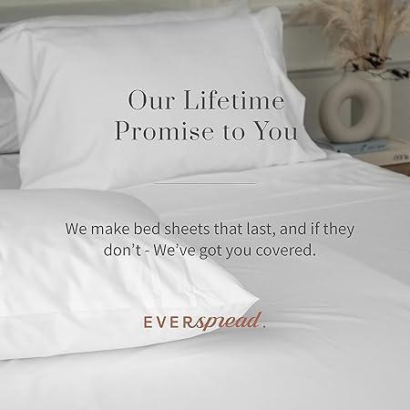 Everspread Bed Linen Set, (4 Piece Sheet Set), King Size, White. Ultra-Soft  Breathable. Luxury Bedding. Deep Pockets - Fits Mattresses up to 16 inches. Wrinkle  Fade Resistant