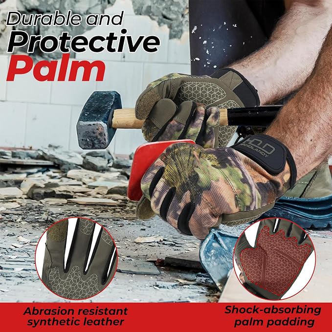 HANDLANDY Work Gloves for Men & Women, Utility Mechanic Working Gloves Touch Screen, Flexible Gardening Gloves for Yard