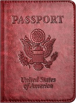 Passport and Vaccine Card Holder Combo with Vaccine Card Slot, Passport Wallet CoverCaseHolder for Women and Men(AC-Wine red)