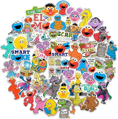 Sesame Street Sticker Pack Die Cut Vinyl Large Deluxe Stickers Variety Pack - Laptop, Water Bottle, Scrapbooking, Tablet, Skateboard, IndoorOutdoor - Set of 50