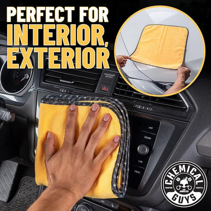 Chemical Guys Automotive Microfiber Drying Chamois Gold 3 Pack Extra Absorbent Car Drying Cloths for Streak Free Paint Glass and Smooth Exterior Surfaces 24 x 16 Inches