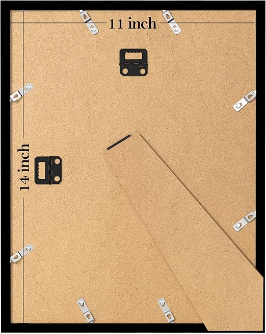 eletecpro 11x14 Picture Frame, Matted to 8x10 Photo or 11x14 without Mat, Black Poster Frame Made of Engineered Wood with Acrylic for Wall Mount or Tabletop Display, Classic Home Wall Decor