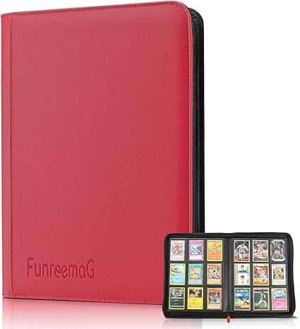 360 Pockets Trading Card Binder Album,Compatible with Card Binder Holder Sleeves,Trading Card Collector Album Fit for Football Sports Cards,Standard Size Cards Protector Pockets Folder(Red)