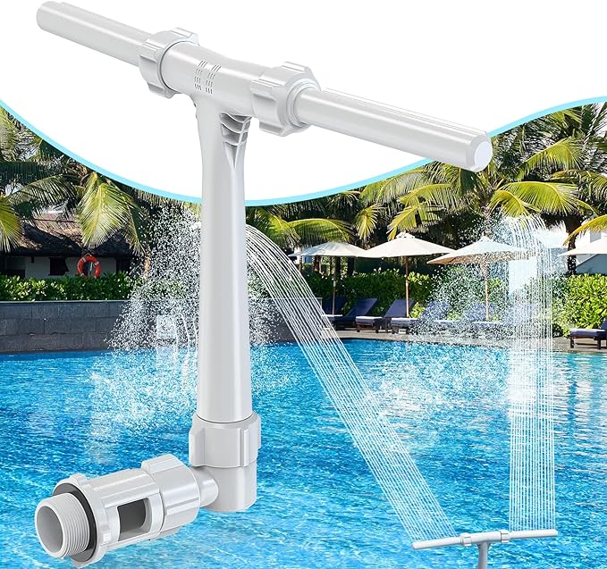 Pool Fountain - Dual Spray Water Fountains for Above Ground/Inground Pools, 2-in-1 Adjustable Waterfall Pool Sprinkler Fountain for Cooling (for in-tex & for Best-Way & Hay-Ward & Cole-Man)