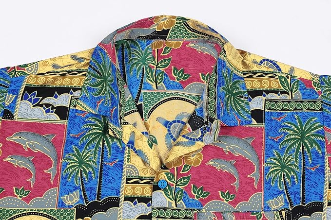 LA LEELA Men's Hawaiian Shirt Button Down