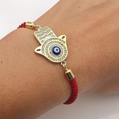 Hamsa Hand Evil Eye Kabalah Good Luck Red Cord Adjustable Protection Bracelet for Women Bat Mitzvah Jewish Israeli Best Gift for Her