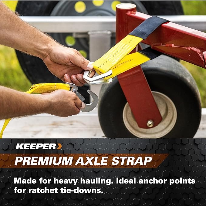 Keeper  2 x 24 Premium Axle Tie Down Strap with D Rings - 3,333 lbs. Working Load Limit and 10,000 lbs. Break Strength,One Color