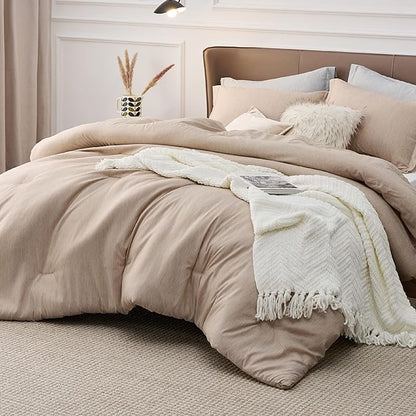 Bedsure California King Comforter Set - Warm Sand Soft Bedding for All Seasons, Cationic Dyed Bed Set, 3 Pieces, 1 California King Size Comforter (104"x96") and 2 Pillow Shams (20"x36"2")
