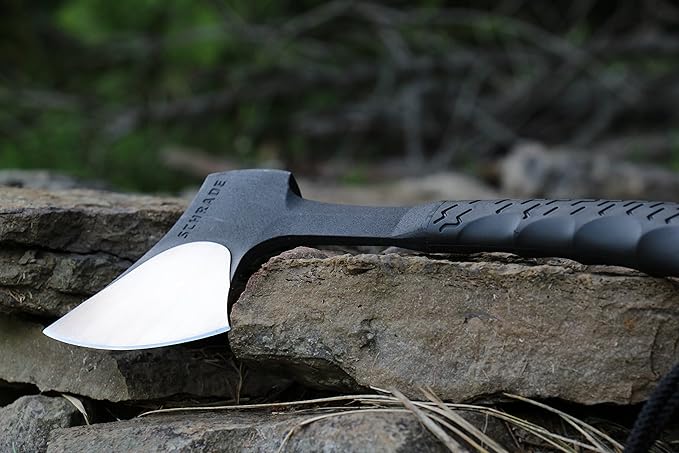 Schrade Delta Class Bedrock Camp Axe 11.1in Full Tang Hatchet with 3.6in Stainless Steel Blade and TPR Handle for Outdoor Survival Camping and Everyday Tasks