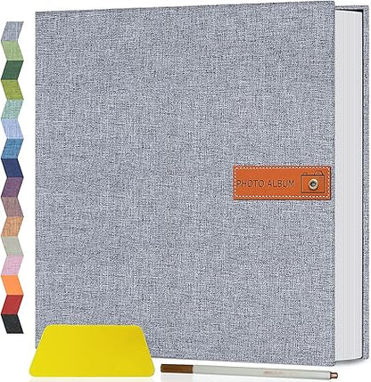 Popotop Large Photo Album Self Adhesive 4x6 5x7 8x10 Scrapbook Album DIY Picture Book,Gifts for Mom,Family Baby and Wedding,with Metal Pen and Plastic Board