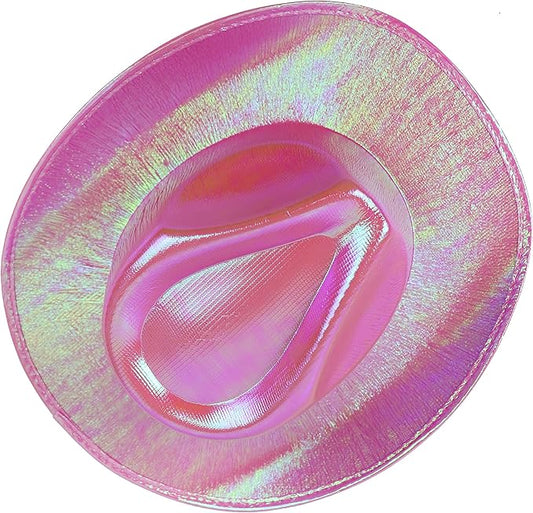 GiftExpress Neon Pink Holographic Glitter Cowboy Hat  Sparkly Space Cowgirl Hat for Bachelorette, Festival  Western Party