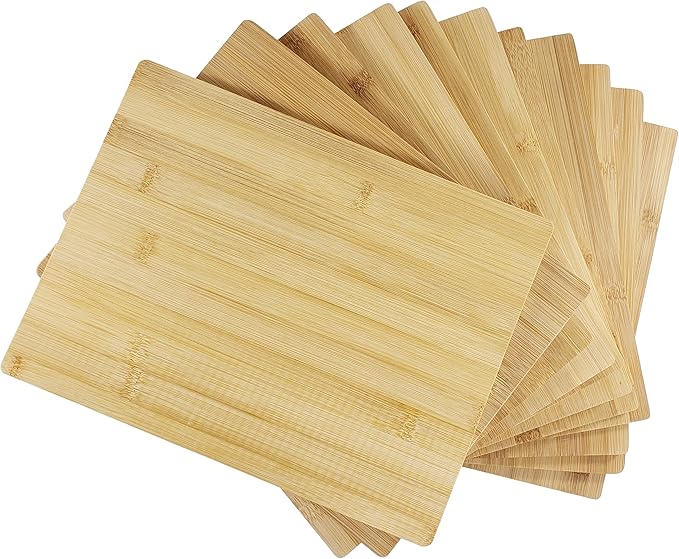 (Set of 12) 12"X9" Bulk Plain Reversible Bamboo Serving Tray, Wood Charcuterie Platter, Hot Mat, Cutting Chopping Board for Customized, Personalized Engraving Gift, Wholesale, Home Deco, Wall Art