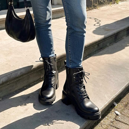 Step into fall and winter with these versatile ankle boots featuring a classic lace-up design, chunky heel, and lightweight yet durable construction.