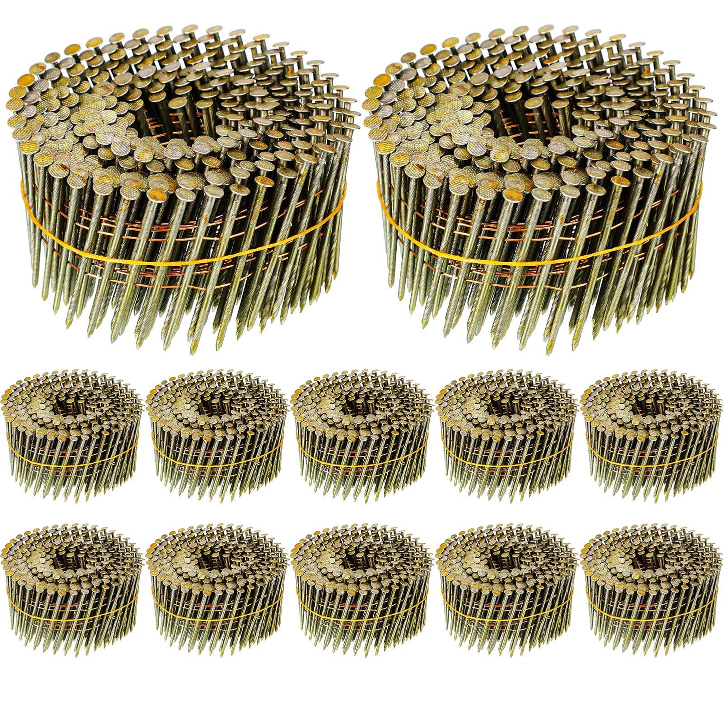 Hotop 3600 Count Siding Nails, 15-degree Wire Collated Coil Siding Nails, Full Round Head Mild Steel Nail for Sheathing Decking Fencing Attachment Replacement Parts(2 Inch)