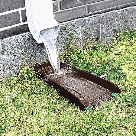 2 PCS Gutter Downspout Extensions, Rain Gutter Downspout Splash Block, Down Spout Extender, Drain Gutter Guard Diverter, 16.3Inch Gutter Splash Guards Fixable Rainwater Drainage, Brown