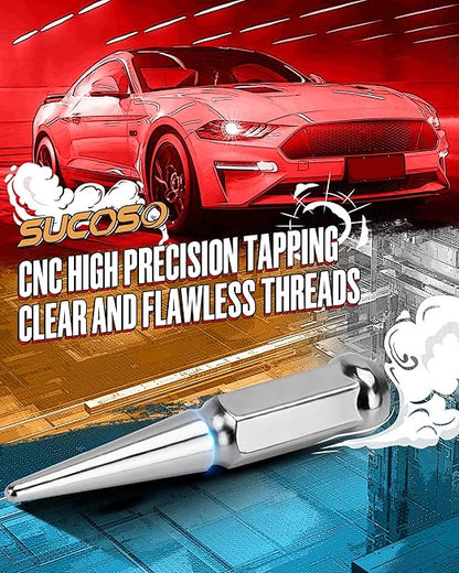 916-18 Spike Lug Nuts for 1994-2011 Dodge Ram 2500 3500, 2002-2010 Ram 1500, 1988-1997 Ford F250 F350, 2004-2009 Durango, 32PCS Spiked Lug Nuts 916-18 Chrome with Socket Key for Aftermarket Wheel