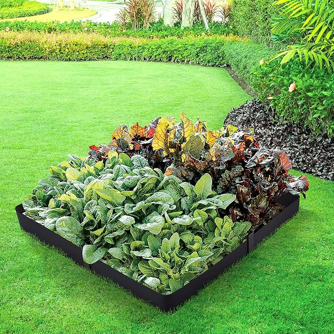 TMEE Landscape Edging Border 46 inch Strips, 6 inch Depth Hammer in Metal Edging for Landscaping with Clips 3 Pack