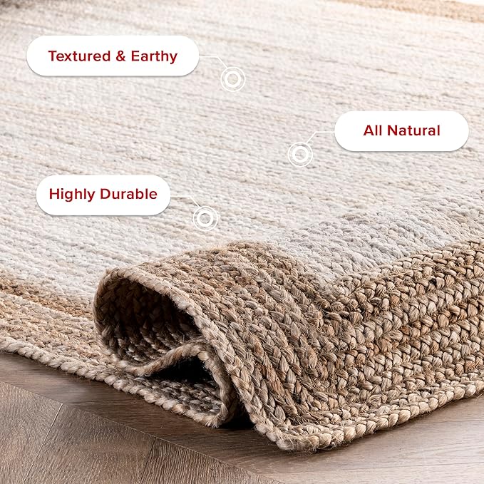 nuLOOM Eleonora Casual Jute Accent Rug, 2' x 3', White, Rectangular, 0.35" Thick