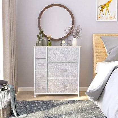 YITAHOME Dresser for Bedroom, 7 Drawers Fabric Dresser, Organizer Unit for Living Room, Hallway, Closets - Sturdy Steel Frame, Wooden Top  Easy Pull Fabric Bins