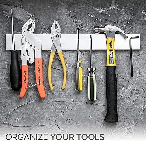Modern Innovations 16 Inch Stainless Steel Magnetic Knife Bar with Multi-Purpose Functionality as a Knife Holder, Knife Strip, Magnetic Tool Organizer, Art Supply Organizer  Home Organizer