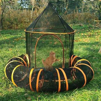 Foldable Cat Enclosure, Indoors Enclosed Playpen Tunnel Playground for Dog Run, Portable Outdoor Pet Cage for Small Animals Easy Assembly