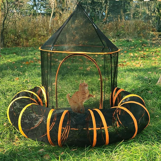 Foldable Cat Enclosure, Indoors Enclosed Playpen Tunnel Playground for Dog Run, Portable Outdoor Pet Cage for Small Animals Easy Assembly