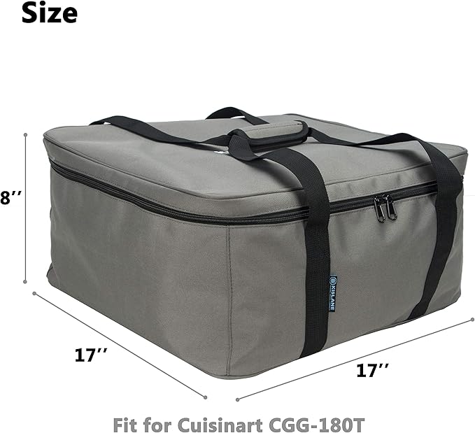 KISLANE Carrying Bag for Cuisinart CGG-180T Grill, Portable Grill Bag for Outdoor Gourmet Grill, Tabletop Grill Storage Bag for Cuisinart CGG-180T (Grey)