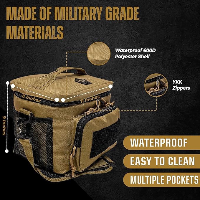 HighSpeedDaddy Tactical Lunch Box For Men  Women- Military Grade Large Insulated Lunch Bag - 11Aux 9Aux 8Au (15L) Cooler Bag - Reusable, Portable and Water Resistant - For Work, Travel  Picnic