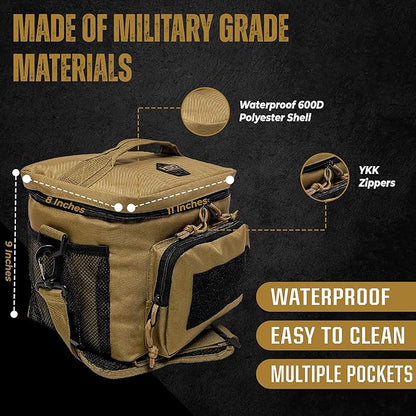 HighSpeedDaddy Tactical Lunch Box For Men  Women- Military Grade Large Insulated Lunch Bag - 11Aux 9Aux 8Au (15L) Cooler Bag - Reusable, Portable and Water Resistant - For Work, Travel  Picnic