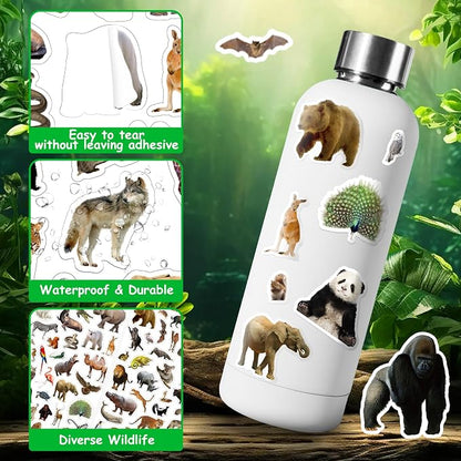 LINAYE 24 Sheets Jungle Stickers for Kids, 1032 PCS Safari Wild Zoo Animal Stickers for Scrapbooking,Water Bottles,Envelopes,Laptop Decal for Kids Boys Girls
