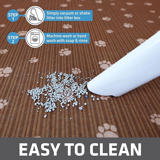 Drymate Original Cat Litter Mat, Contains Mess from Box, Protects Floors, Urine-Proof, Machine Washable, Soft on Kitty Paws, Absorbent, Waterproof (USA Made, Recycled Content) (28"x36")(BrownTanPaw)
