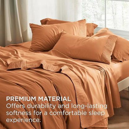 Bedsure King Size Sheets Set - 4 Pieces Soft King Sheets - Breathable  Cooling - Hotel Luxury - Easy Care Polyester Microfiber Bedding for Women, Men, Dusty Orange