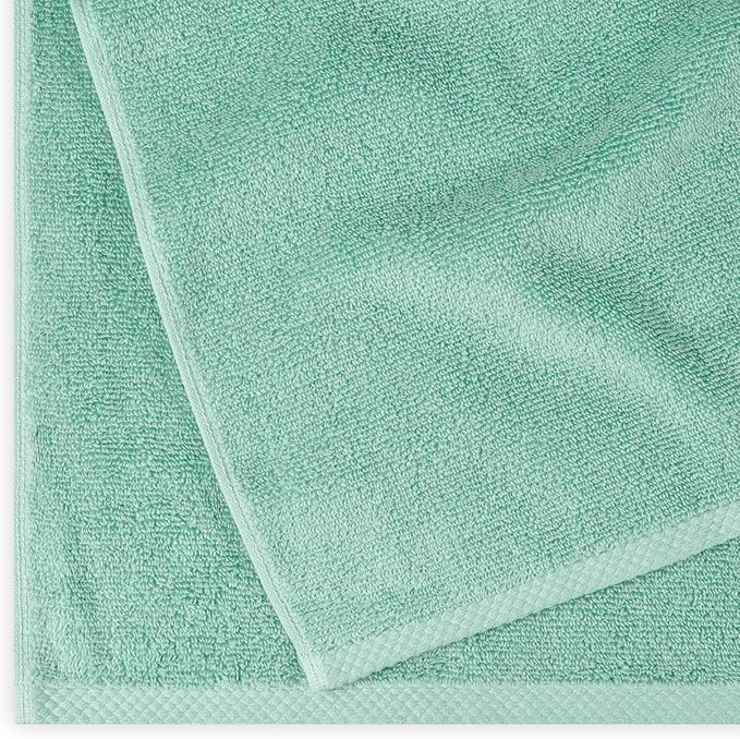 Basics 100 Cotton Quick-Dry Lightweight Moisture Absorbing Bath Towel, 2-Pack, Seafoam Green, 54" x 30"