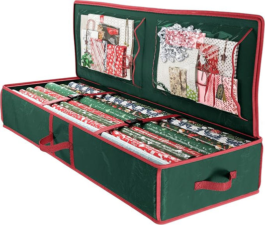 Heavy Duty Wrapping Paper Organizer Storage Bag Green - Christmas Storage Organizer For Wrapping Paper And Gift Bag Storage - Wrapping Paper Storage Container - Holiday Christmas Decorations