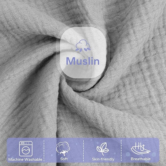 FUNUPUP Muslin Baby Lounger Cover Compatible with Snuggle Me Lounger, Infant Lounger Pillow Cover for Newborn, Removable Newborn Lounger Cover for Boys and Girls, Grey