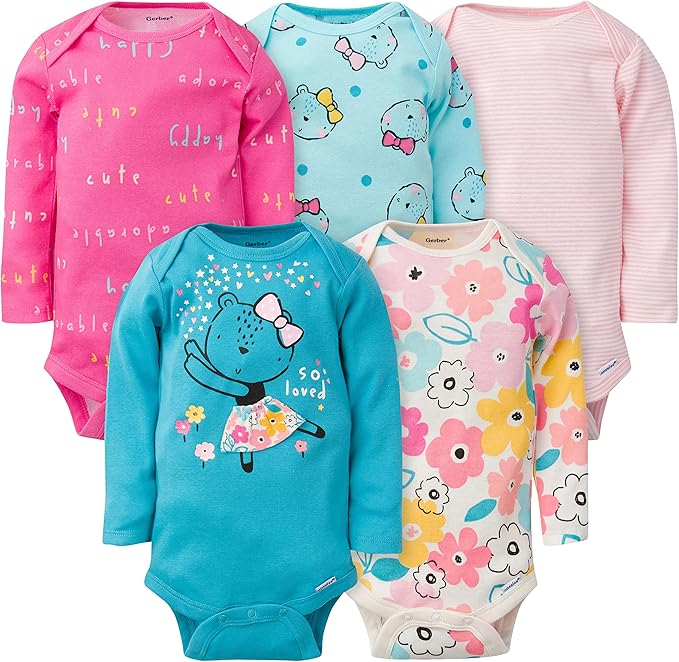 Gerber Baby Girls' 5-Pack Long-Sleeve Onesies Bodysuit