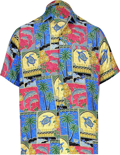 LA LEELA Men's Hawaiian Shirt Button Down
