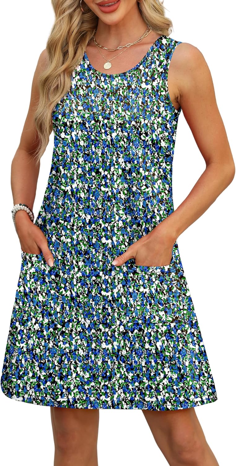 OFEEFAN Women's Casual Sundress with Pockets