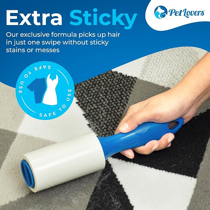 PetLovers Extra Sticky Lint Roller Mega Value Set 500 Sheets for Pet Hair Removal, Dog and Cat Lint Remover 5 Pack