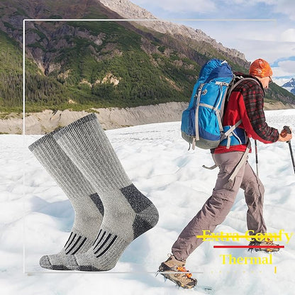 SOX TOWN Men's Merino Wool Cushion Crew Socks Moisture Wicking Control for Outdoor Hiking Work Boot Thermal Warm All Seasons