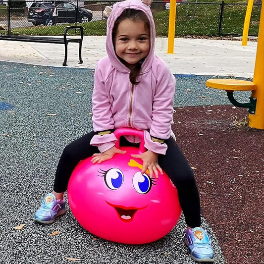 AppleRound Hippity Hoppity Jumping Ball with Pump, Bouncy Ball with Handle, 20in50cm Diameter for Age 7-10, Kangaroo Bouncer, Space Hopper with Handle for Children, Printed Design (Girl)