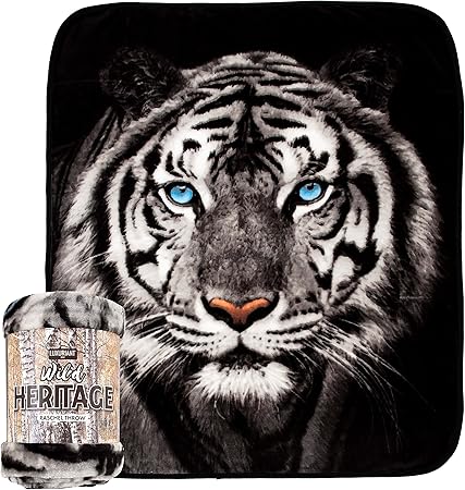 Northwest White Tiger Stare Raschel Throw Blanket, 50" x 60"