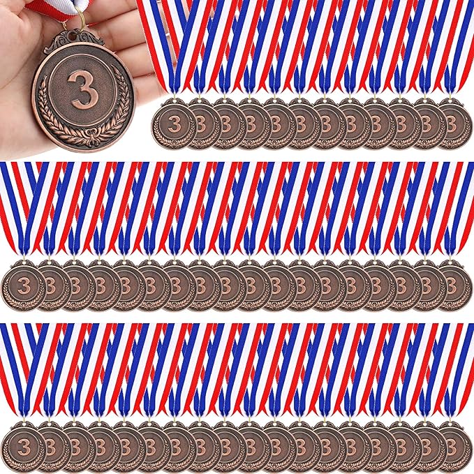 Sasylvia 120 Pcs Gold Silver Bronze Prizes Award Medals Winner Medals for Awards Adults Medals for Baseball Softball Sports Spelling Bees Competitions 2 Inch