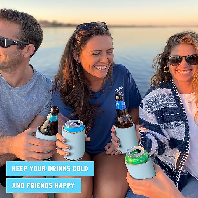 Blank Beer Can Coolers Sleeves (14-Pack) Soft Insulated Beer Can Cooler Sleeves - HTV Friendly Plain Can Sleeves for Beer Cans  Bottles - Blanks for Vinyl Projects  Wedding Favors (Light Blue)