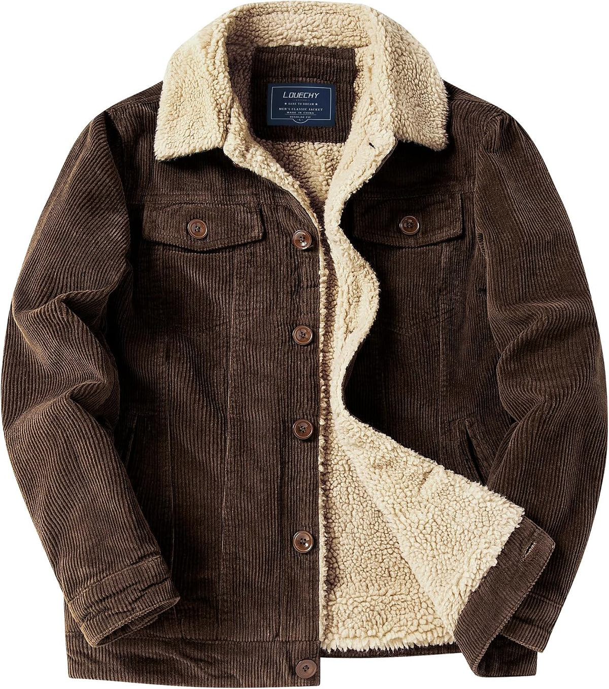 Men's Corduroy Sherpa Lined Trucker Jacket Thickened Warm Winter Coat