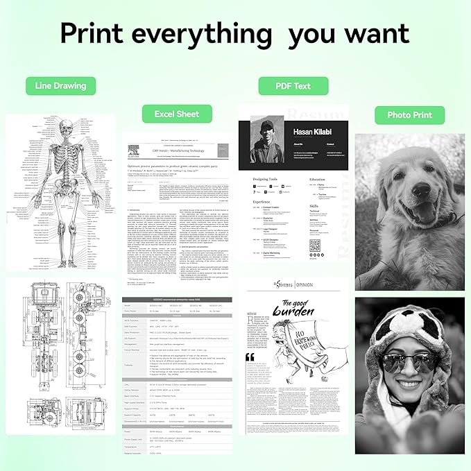 Thermal Printer Paper 8.5''A11'' US Letter 100 Sheets Quick-Dry Single Page Thermal Paper for Portable Thermal Printer